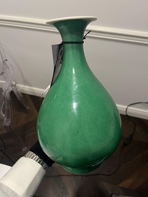Lot 347 - A Chinese Apple Green Porcelain Yuhuchun Vase