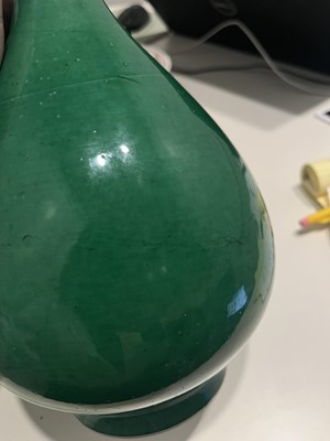 Lot 347 - A Chinese Apple Green Porcelain Yuhuchun Vase