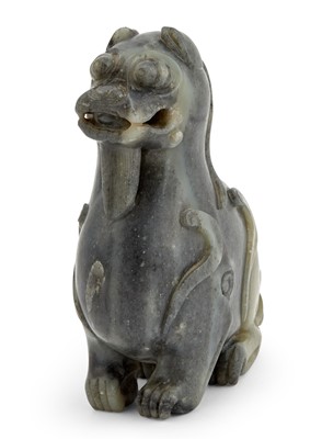 Lot 447 - A Chinese Grey Jade Carving of a Lion