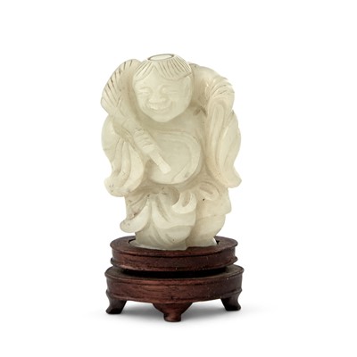 Lot 19 - A Chinese White Jade Carving of Liuhai
