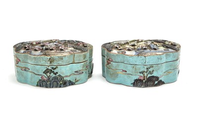 Lot 220 - A Pair of Chinese Enameled Porcelain Boxes