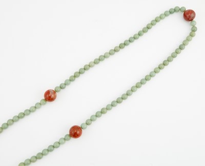 Lot 48 - A Chinese Jade and Carnelian Court Necklace