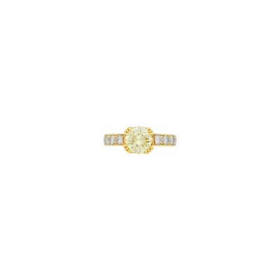 Lot 13 - Gold, Light Yellow Diamond and Diamond Ring