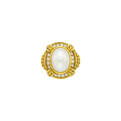 Lot 12 - Judith Ripka Gold, Mabé Pearl and Diamond Ring