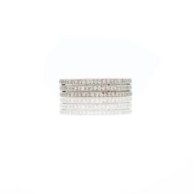 Lot 1186 - Tanagro Three Row White Gold and Diamond Band Ring