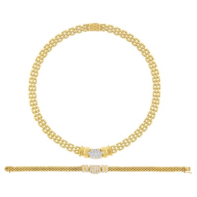 Lot 125 - Gold and Diamond Necklace and Bracelet