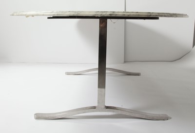 Lot 593 - Nicos Zagraphos Marble and Polished Steel "Alpha" Dining Table