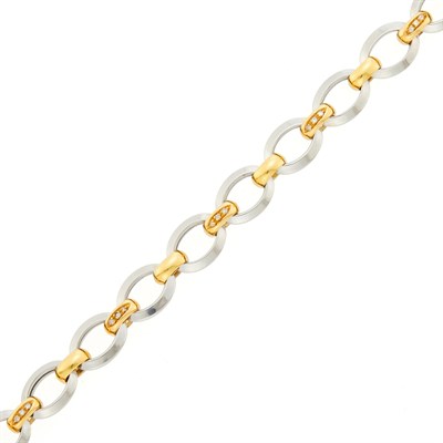 Lot 1105 - Platinum, Gold and Diamond Link Bracelet