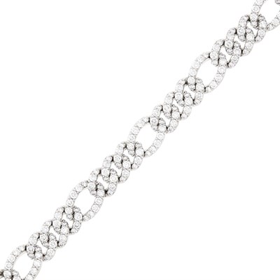 Lot 76 - White Gold and Diamond Figaro Link Bracelet