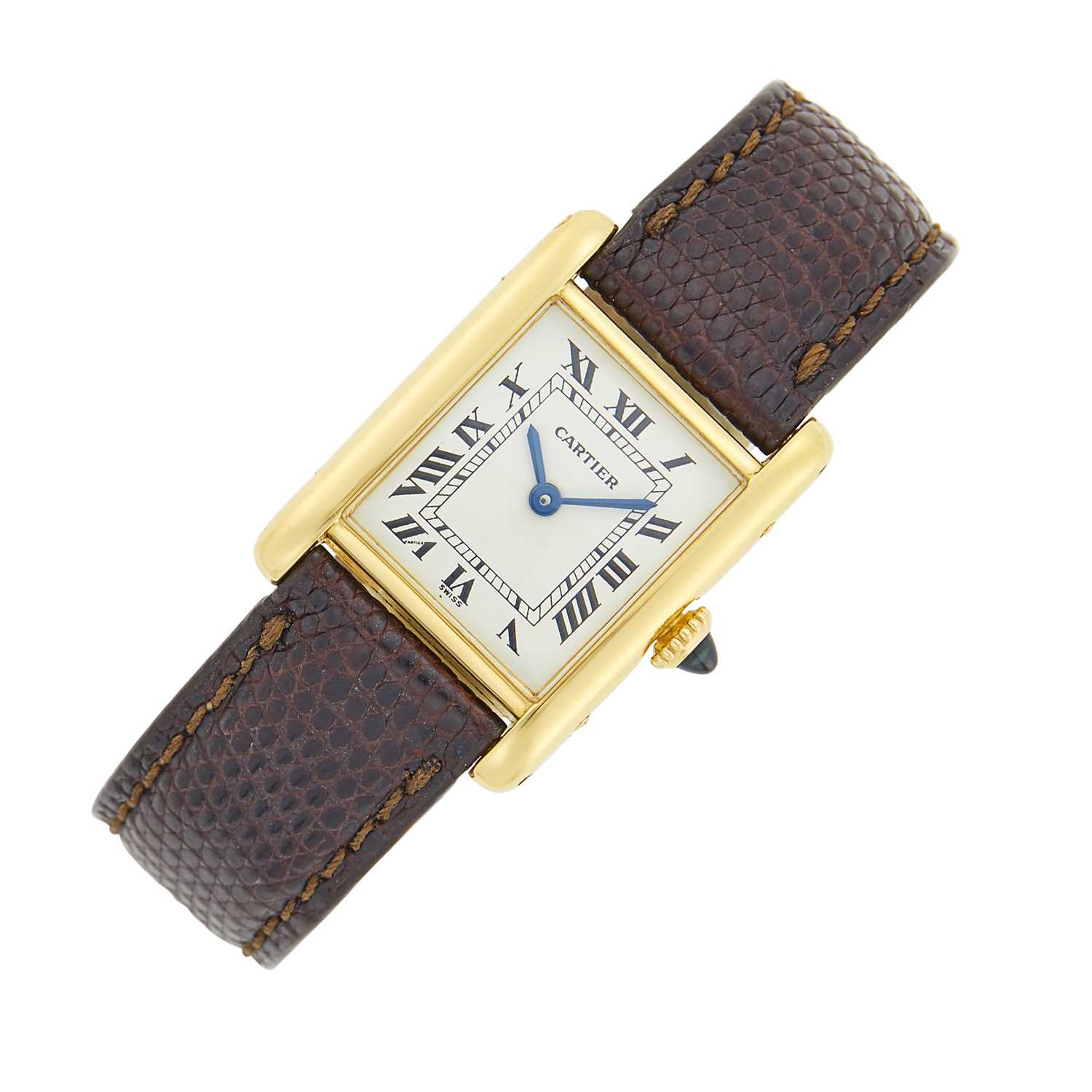 Lot 6 - Cartier Gold 'Tank' Wristwatch