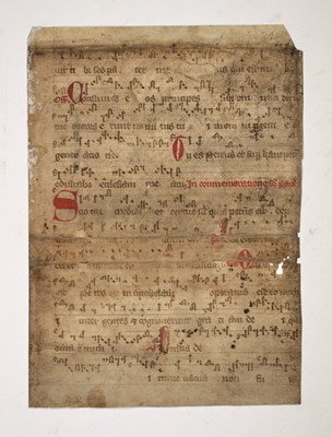 Lot 14 - [MUSIC MANUSCRIPTS]
A group of six leaves extracted from medieval and early modern antiphonals.