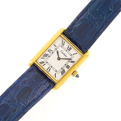 Lot 1040 - Cartier Gold Electroplated Metal ‘Tank’ Wristwatch
