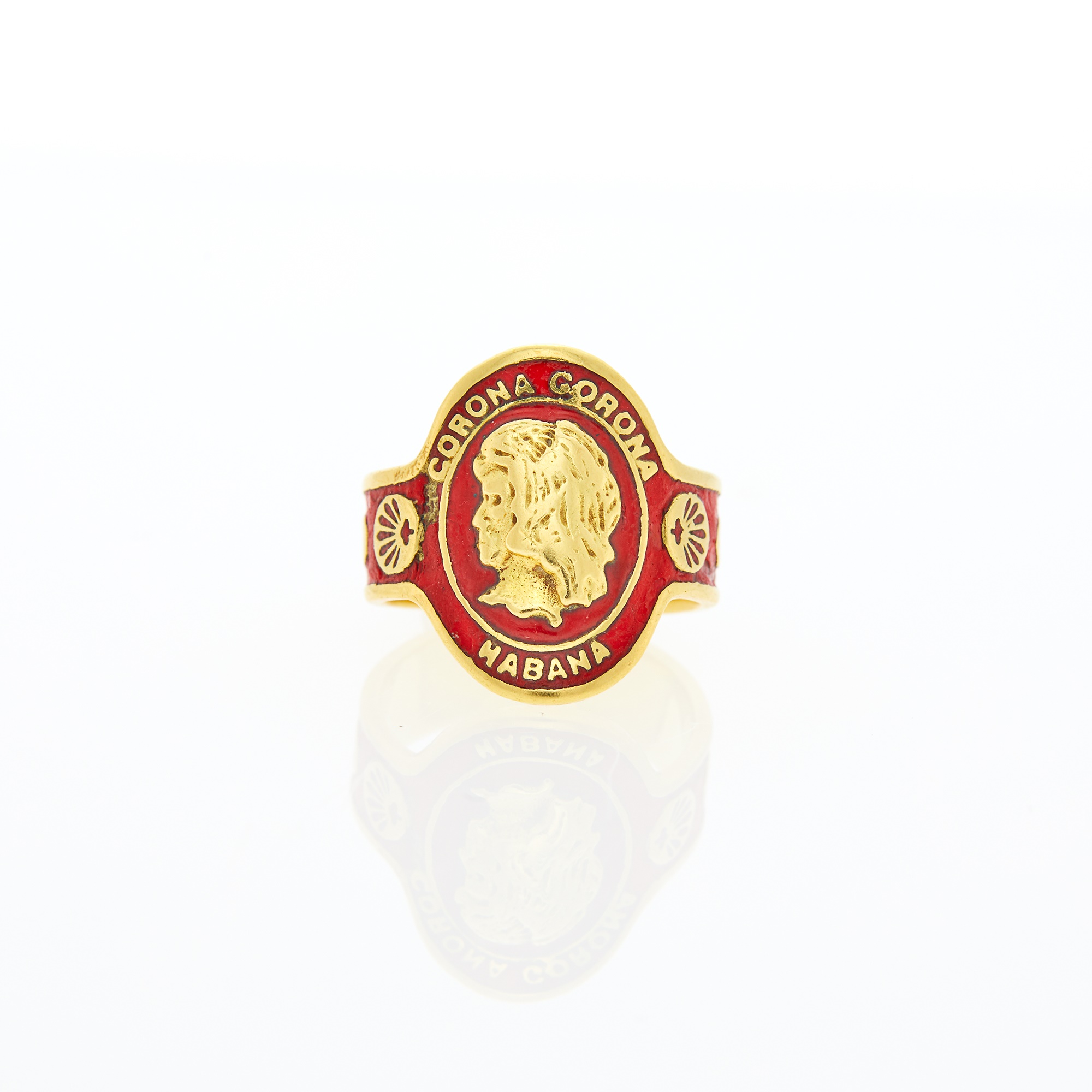 Lot 1037 Cartier Gold and Red Enamel Cigar Band Ring