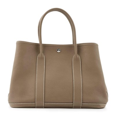 Lot 182 - Hermès Taupe Leather 'Garden Party' Tote Bag