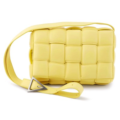 Lot 184 - Bottega Veneta Sherbet Yellow Leather 'Cassette' Bag