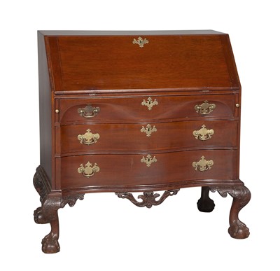 Lot 1028 - Chippendale Carved Mahogany Serpentine Fall-Front Desk