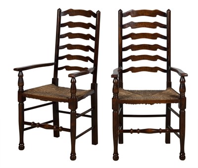 Lot 80 - Set of Eight English Stained Oak and Elm...
