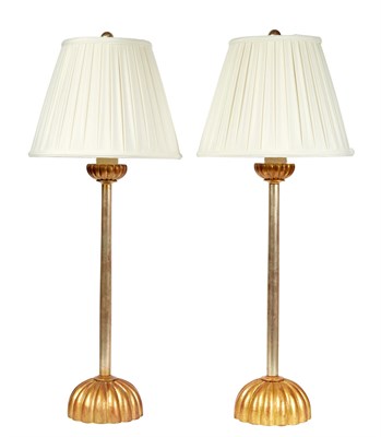 Lot 171 - Pair of Silver Leaf and Giltwood Table Lamps...