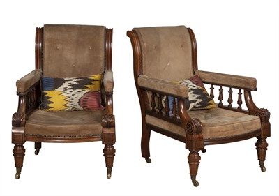 Lot 109 - Pair of William IV Suede Upholstered Mahogany...