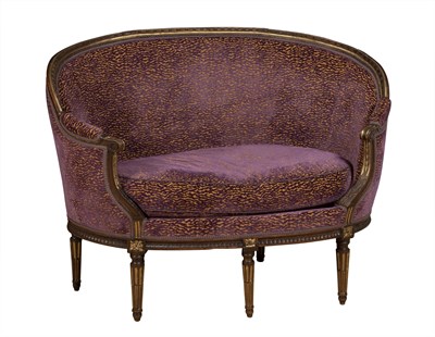 Lot 123 - Louis XVI Upholstered Walnut and Parcel-Gilt...