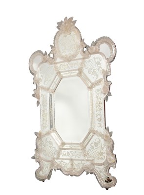 Lot 165 - Venetian Etched Glass Mirror Height 69 inches,...