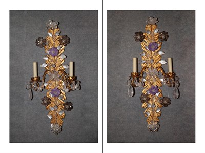 Lot 110 - Pair of Gilt-Metal, Glass and Rock Crystal Two-...