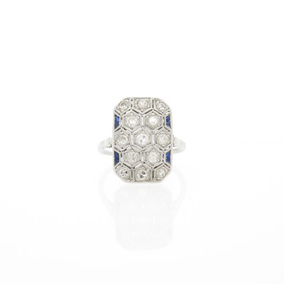 Lot 1164 - Platinum, Diamond and Sapphire Ring