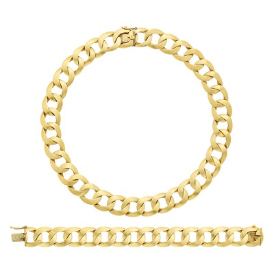Lot 66 - Gold Curb Link Necklace/Bracelet Combination