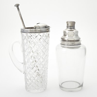 Lot 513 - Hawkes Sterling Silver Mounted Glass Claret Jug and a Cocktail Shaker
