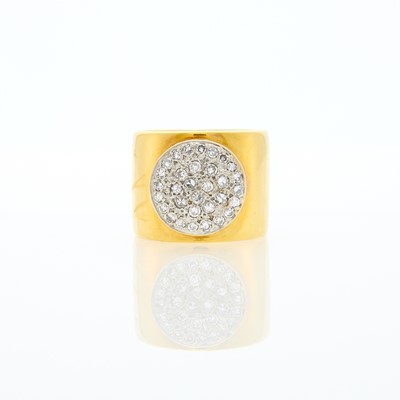 Lot 1032 - Wide Two-Color Gold and Diamond Band Ring