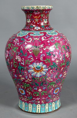 Lot 208 - A Large Chinese Ruby Ground Enameled Porcelain Vase
