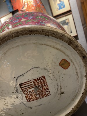 Lot 208 - A Large Chinese Ruby Ground Enameled Porcelain Vase