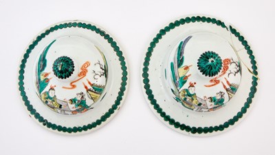 Lot 388 - A Pair of Chinese Famille Verte Porcelain Baluster Jars and Covers