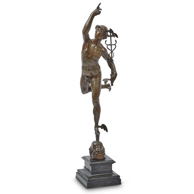 Lot 253 - Patinated Bronze Figure of Mercury