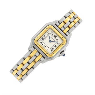 Lot 42 - Cartier Gold and Stainless Steel 'Panthère' Wristwatch
