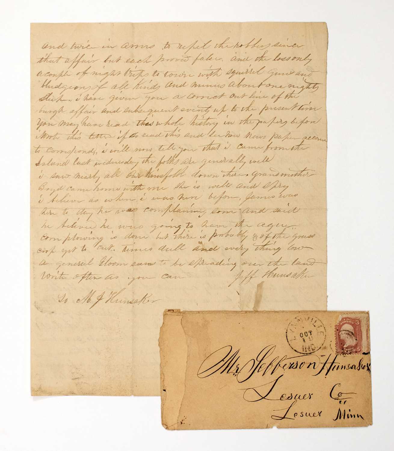 Lot 51 - An interesting group of Civil War soldier letters with one describing the Newburgh Guerilla Raid