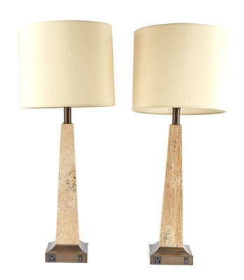 Lot 158 - Pair of Stone Table Lamps Height 16 inches.