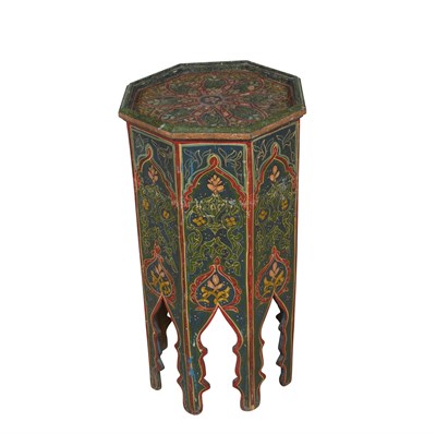 Lot 153 - North African Painted Wood Octagonal Table...