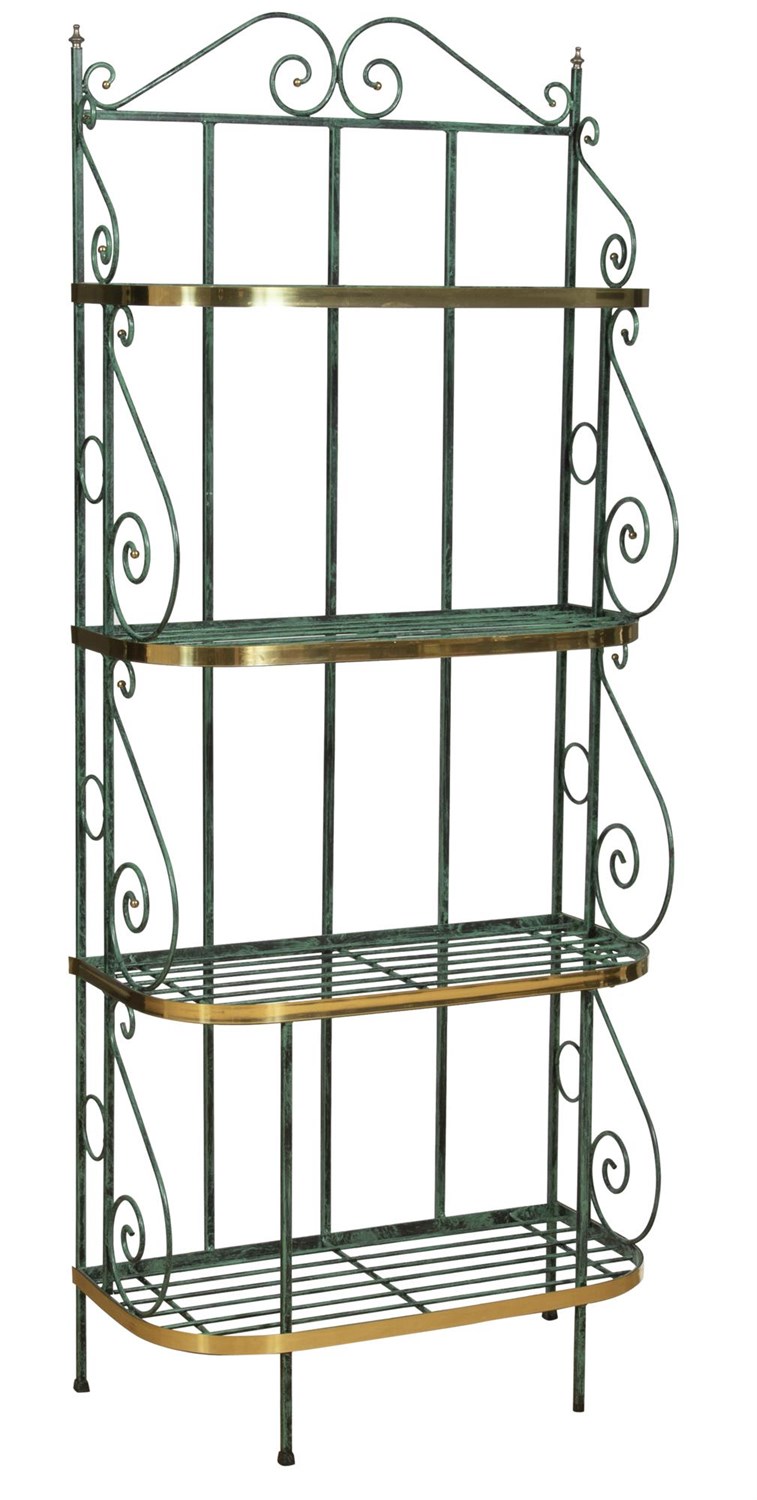 Lot 259 - French Style Brass and Painted Metal Baker's Rack