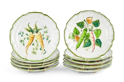 Lot 74 - Set of Ten Tin-Glazed Ceramic Vegetable Plates...