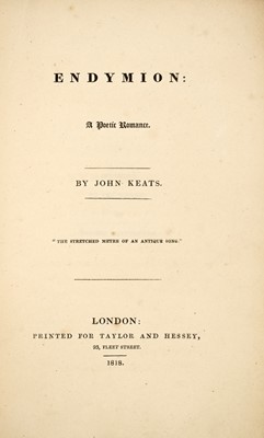 Lot 226 - Robert Browning's copy of Keats’ Endymion, 1818