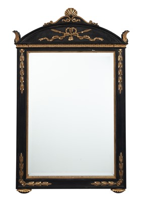 Lot 176 - Neoclassical Style Gilt and Black Painted Mirror