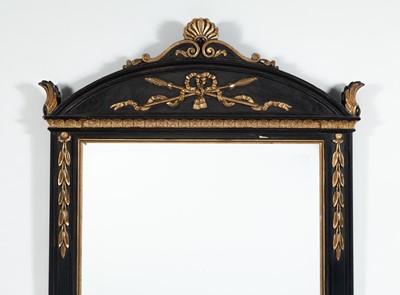 Lot 176 - Neoclassical Style Gilt and Black Painted Mirror