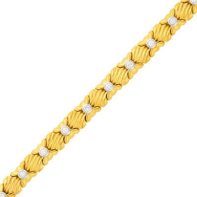 Lot 21 - Two-Color Gold and Diamond Bracelet