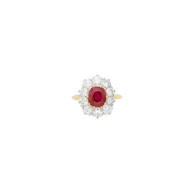 Lot 1122 - Two-Color Gold, Ruby and Diamond Ring, France