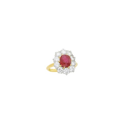 Lot 1122 - Two-Color Gold, Ruby and Diamond Ring, France