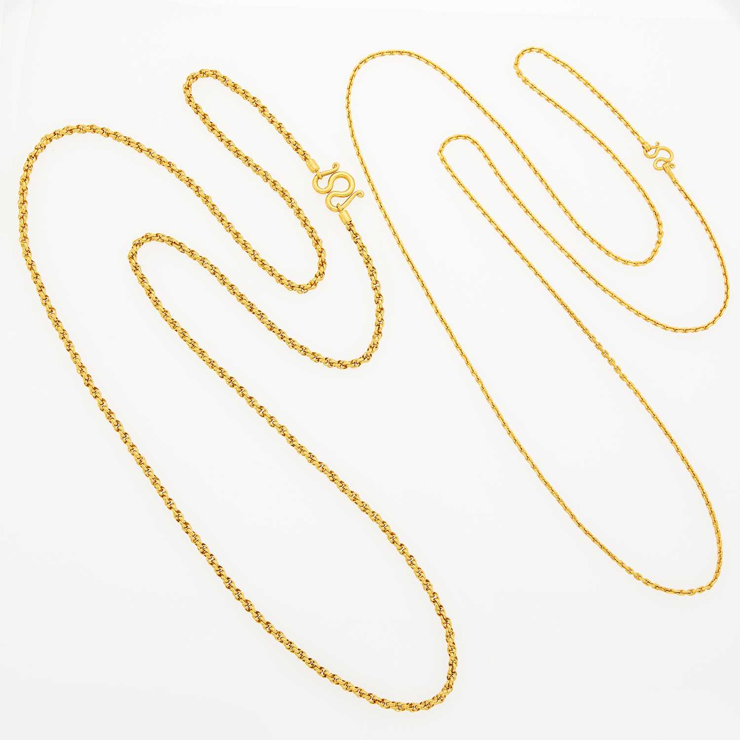Lot 2025 - Two High Karat Gold Necklaces