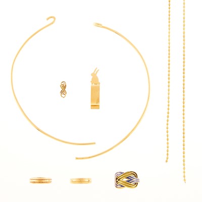 Lot 1105 - Group of Gold, Low Karat Gold and Brass Jewelry and Fragments