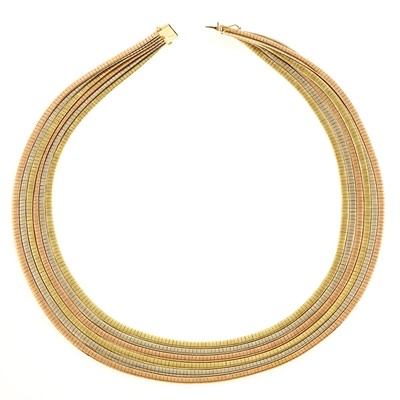 Lot 1264 - Six Strand Tricolor Gold Necklace