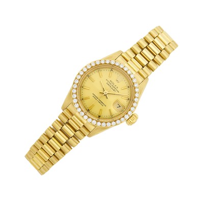 Lot 13 - Rolex Gold and Diamond 'Datejust' Wristwatch, Ref. 6917